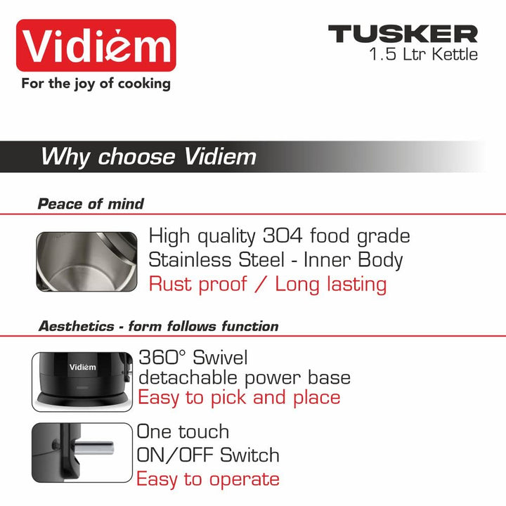 VIDIEM TUSKER - 1.5 LTR ELECTRIC KETTLE