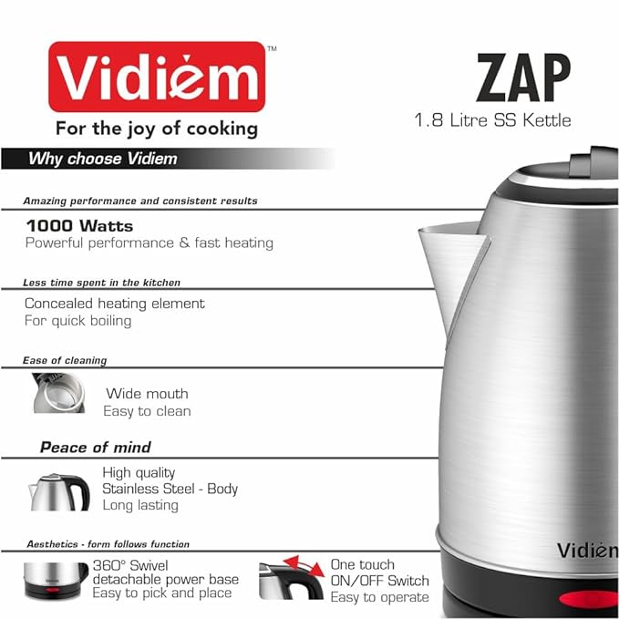 VIDIEM ZAP 1.8 LTR ELECTRIC KETTLE