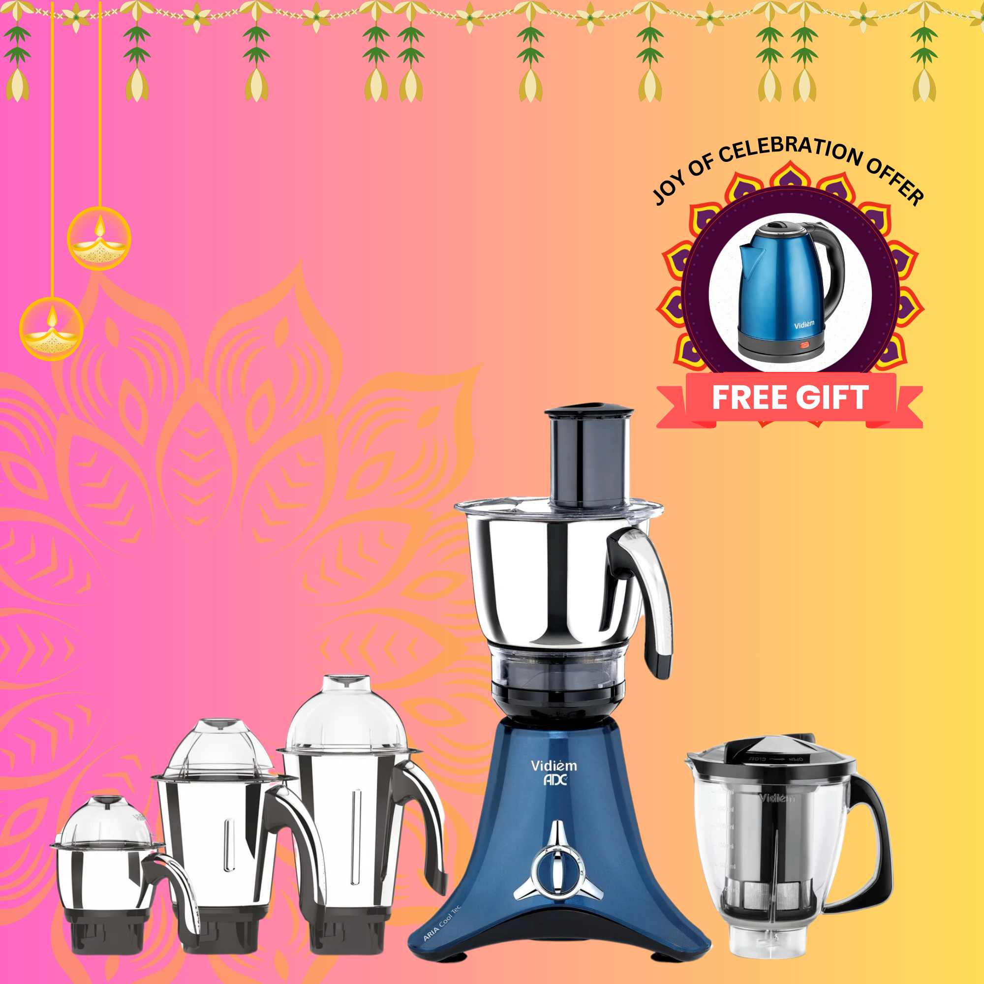 VIDIEM VSTAR ADC AZURE BLUE 1000W MIXER GRINDER Vidiem Stores