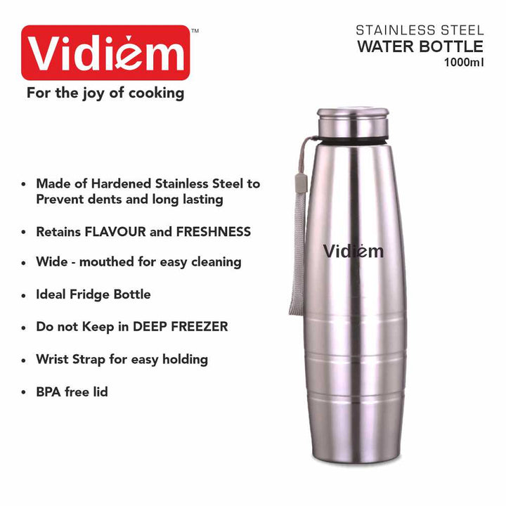 VIDIEM STAINLESS STEEL 1000ML WATER BOTTLE