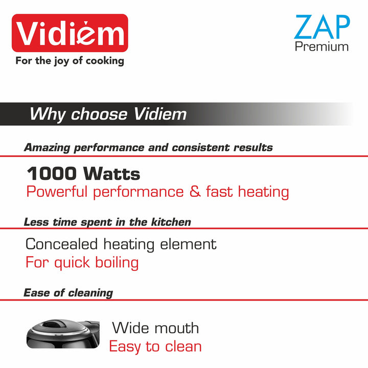 VIDIEM ZAP PREMIUM 1.8 LTR ELECTRIC KETTLE