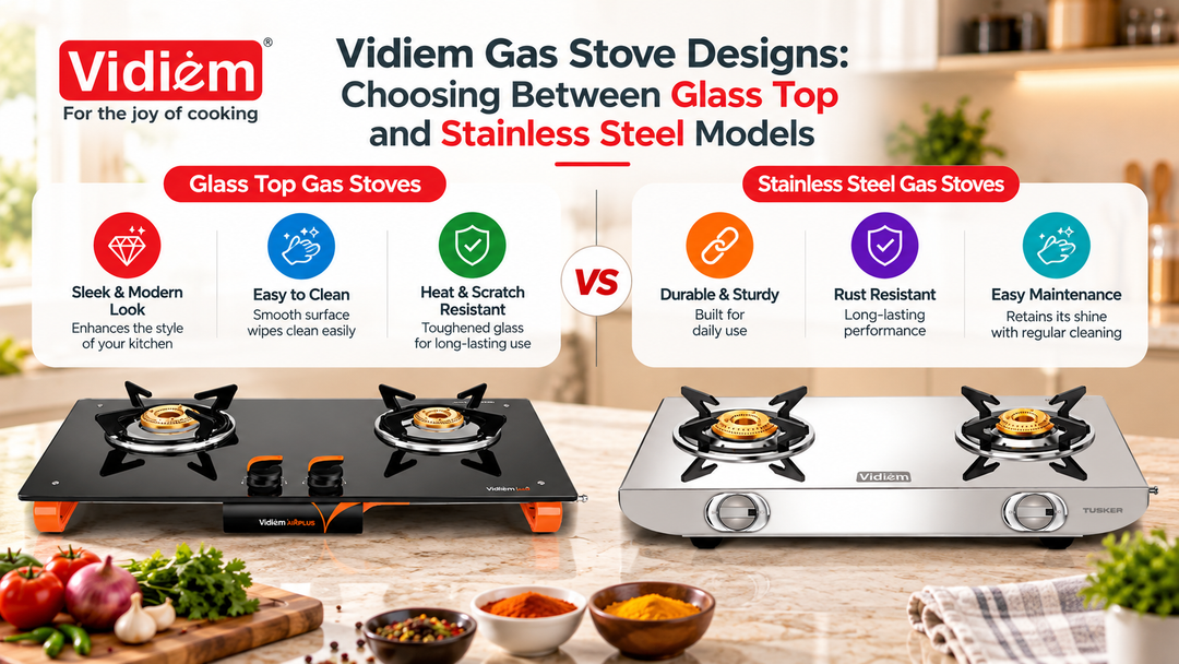 Vidiem gas stove glass top vs stainless steel
