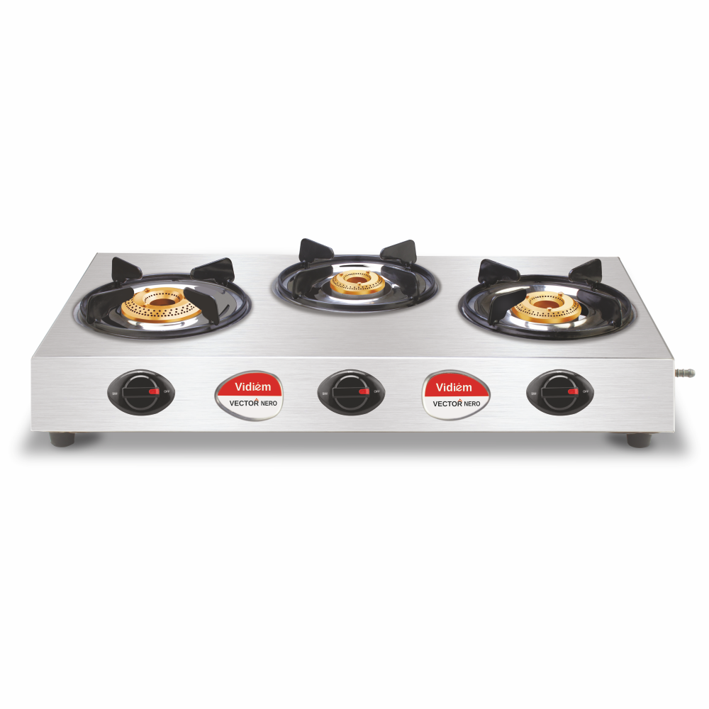 Vidiem Vector Nero 3 Burner Stainless steel gas stove