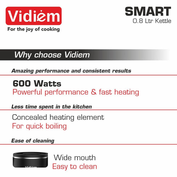 VIDIEM - SMART 0.8 LTR ELECTRIC KETTLE