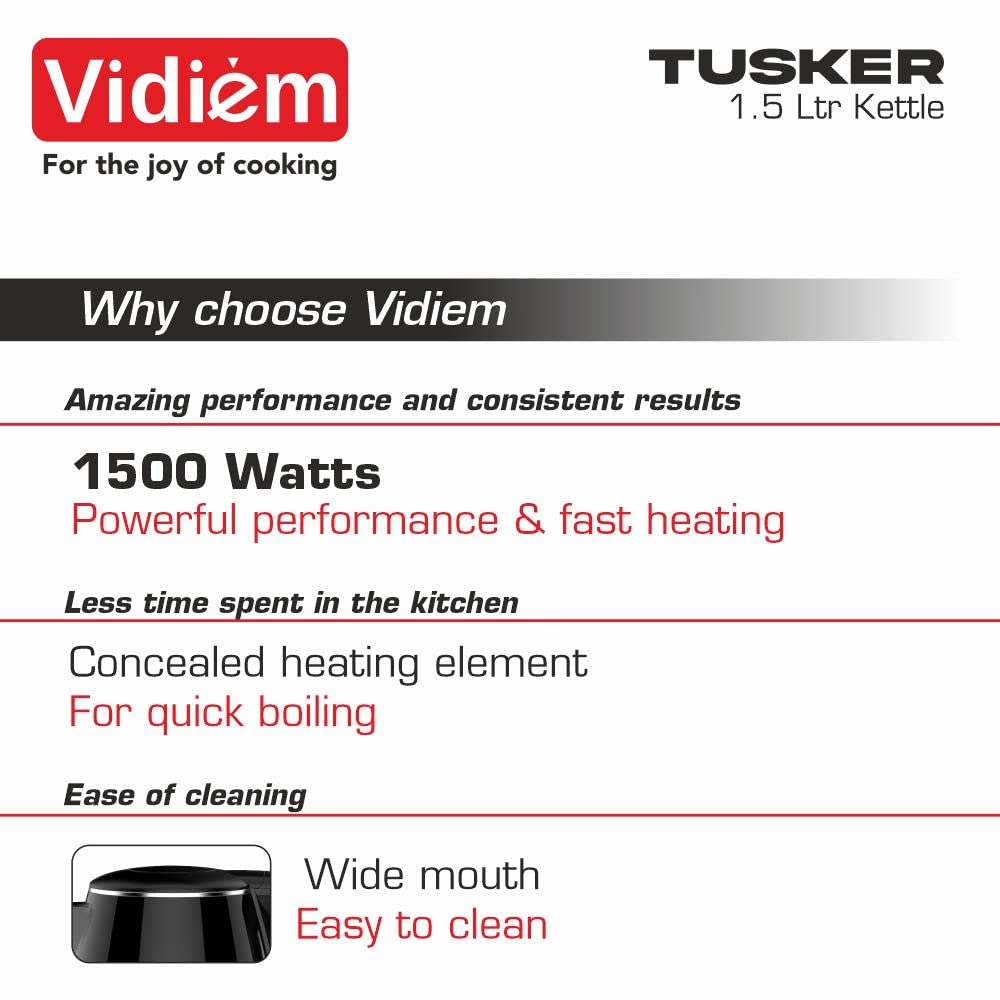 VIDIEM TUSKER - 1.5 LTR ELECTRIC KETTLE