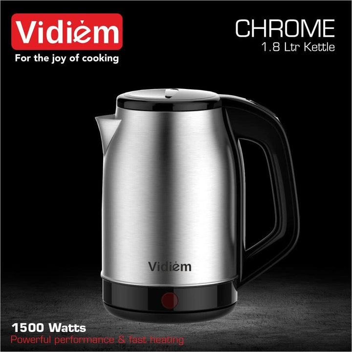 VIDIEM - CHROME 1.8 LTR ELECTRIC KETTLE