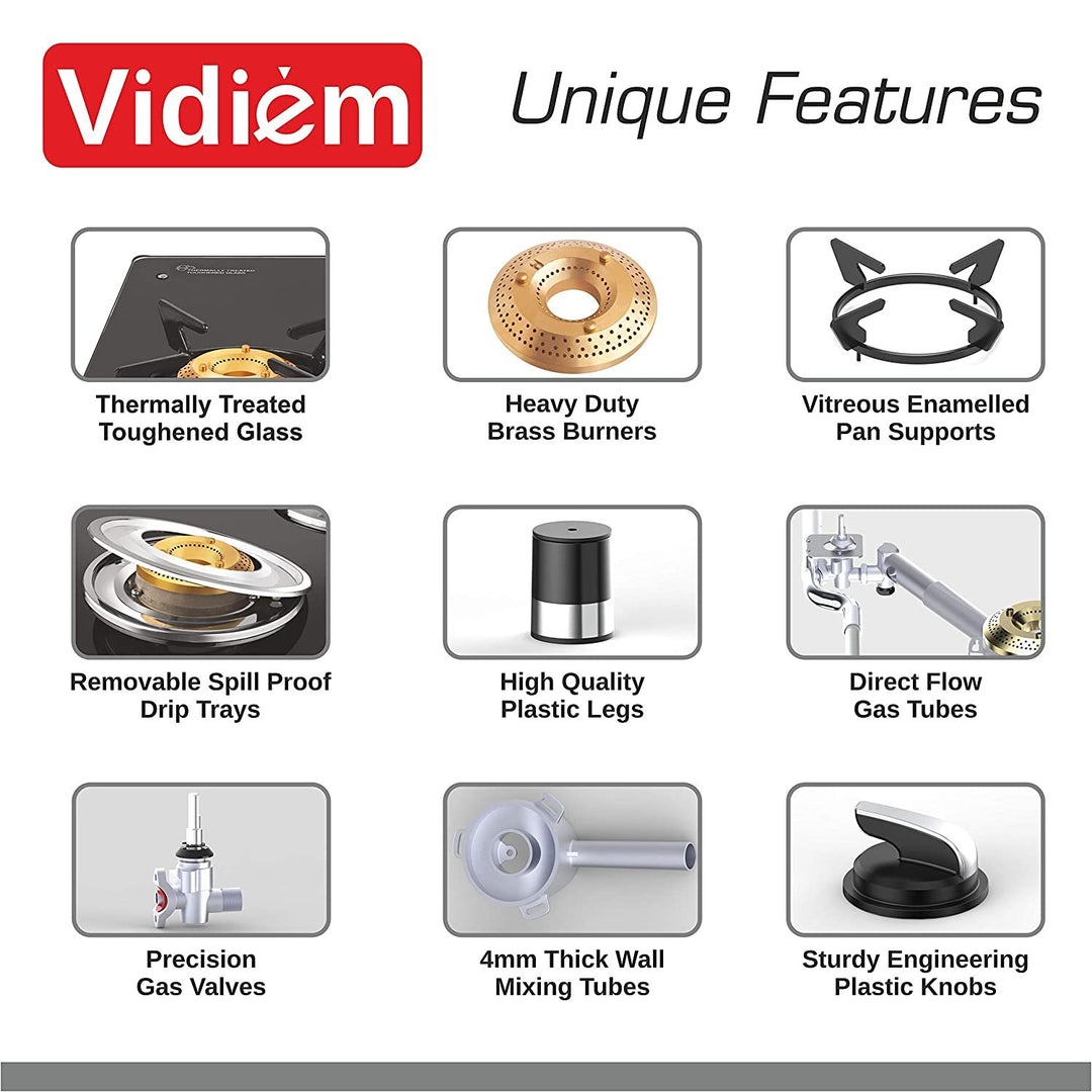 Vidiem Air silver 3 Burner Gas Stove Unique Features