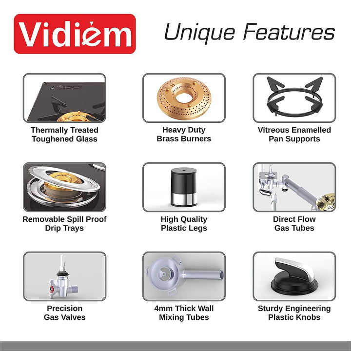 Vidiem Air silver 4 Burner Gas Stove Unique Features