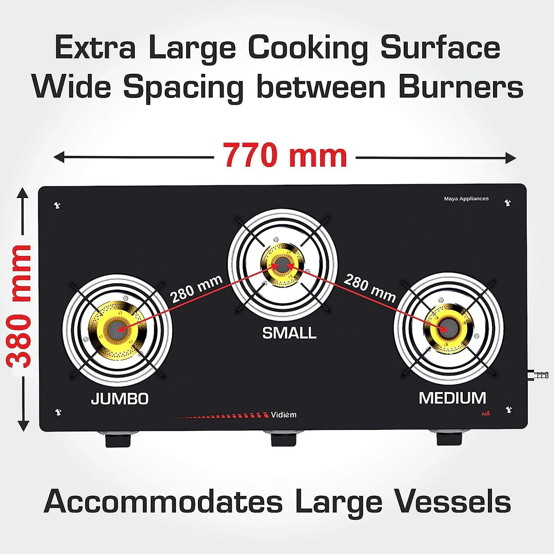 VIDIEM SATIN 3 BURNER GAS STOVE