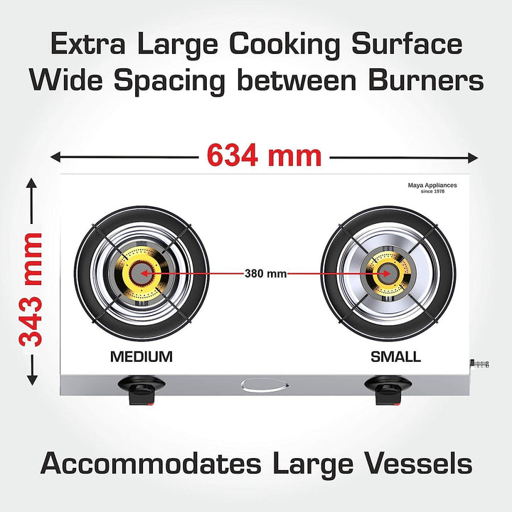 Vector Nero 2 Burner Gas Stove Dimension and Size