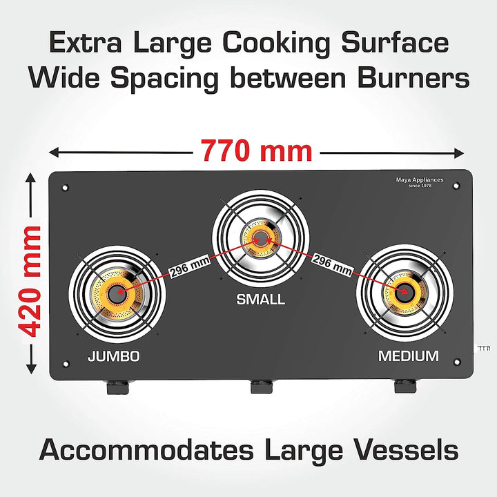 VIDIEM EDGE SHINE 3 BURNER GAS STOVE