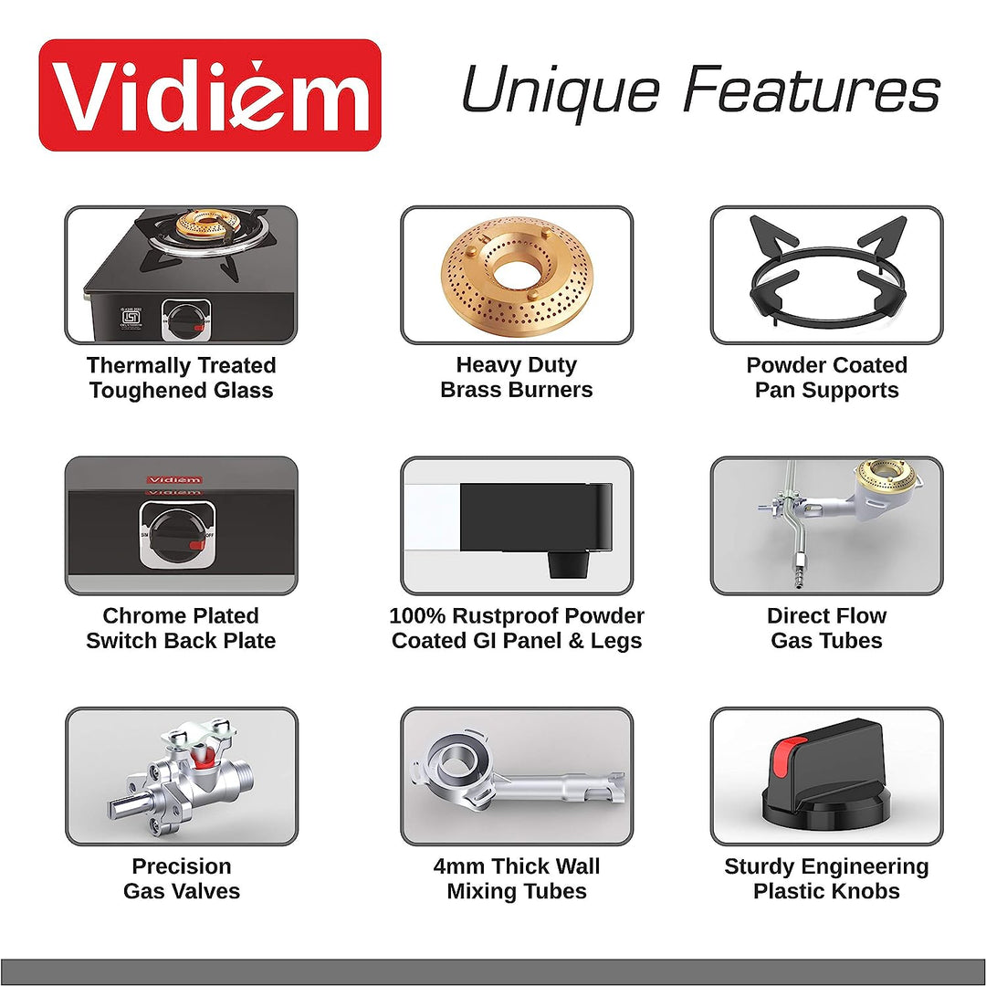 VIDIEM EDGE SHINE 3 BURNER GAS STOVE