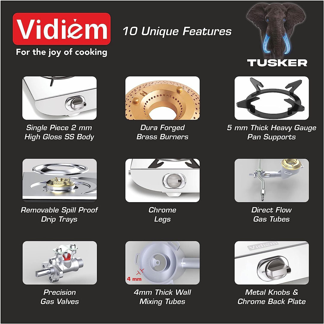 Vidiem Tusker 4 Burner ZZ Gas Stove Unique Features