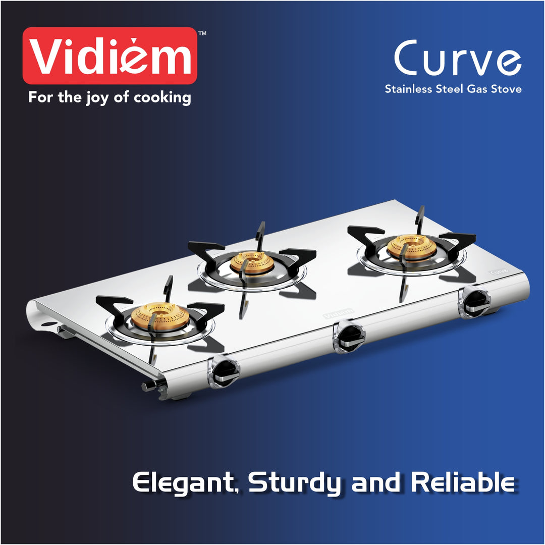 Vidiem Curve 3 Burner SS Gas Stove banner