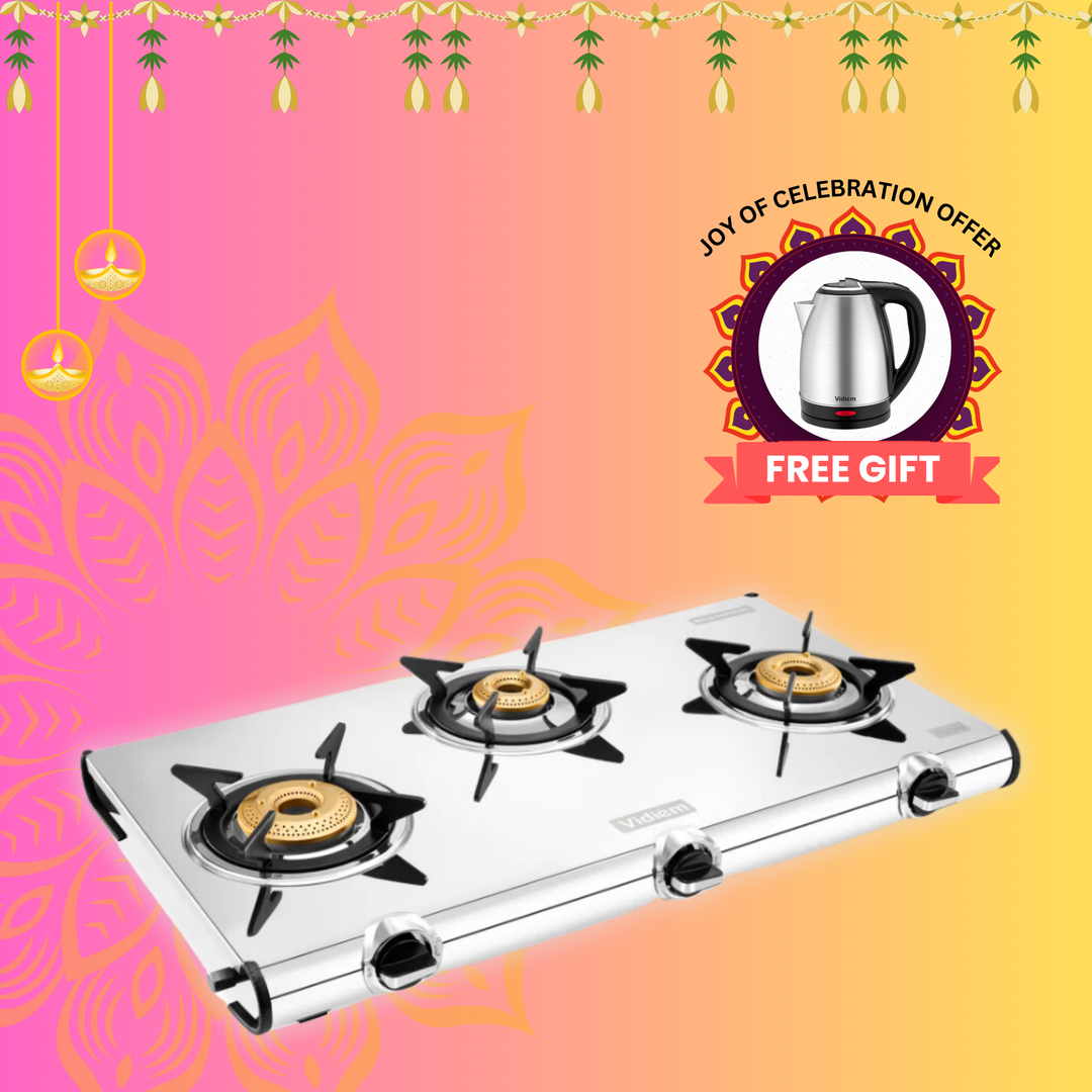 VIDIEM CURVE 3 BURNER GAS STOVE