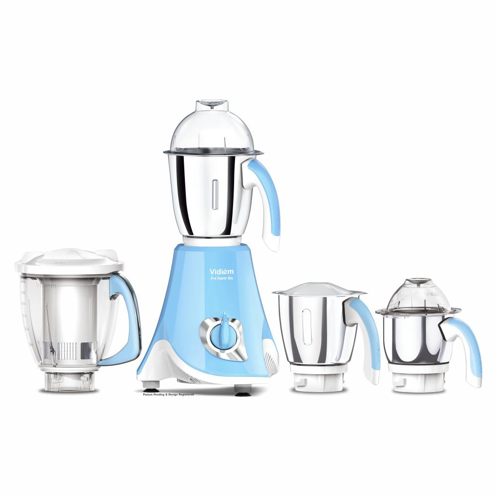 Vidiem Eva Super Blu 750W Mixer Grinder with 4 Jars (Blue)