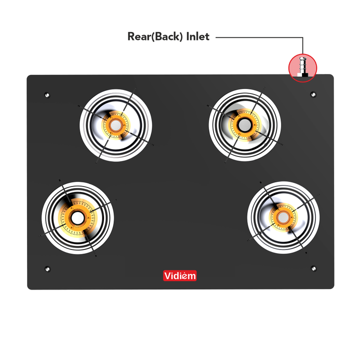 Vidiem Air silver 4 Burner Gas Stove  rear Inlet Gas Tube