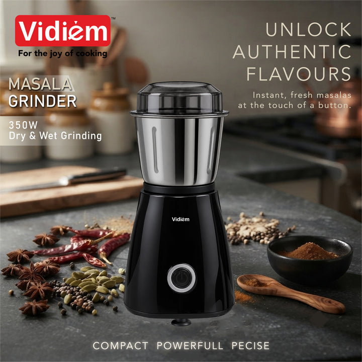 Vidiem Masala Grinder 350W | Wet & Dry | 0.4L SS Jar| Spice Grinder
