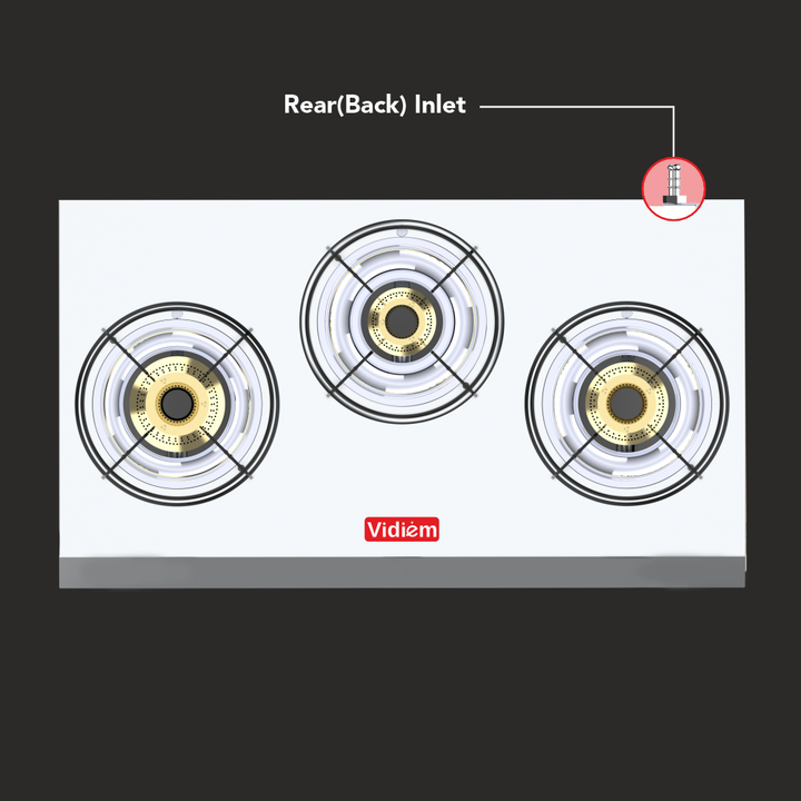 Stainless Steel 3 Burner Gas Stove Rear Gas Inlet