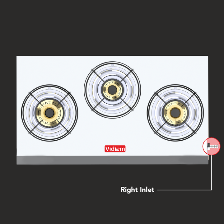 Stainless Steel 3 Burner Gas Stove Right Gas Inlet