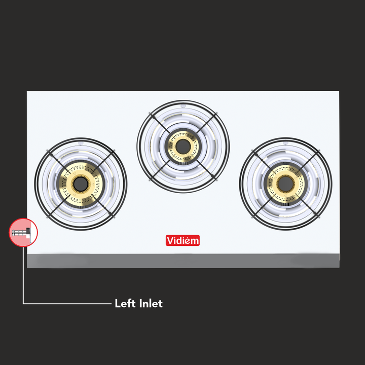 Stainless Steel 3 Burner Gas Stove Left Gas Inlet