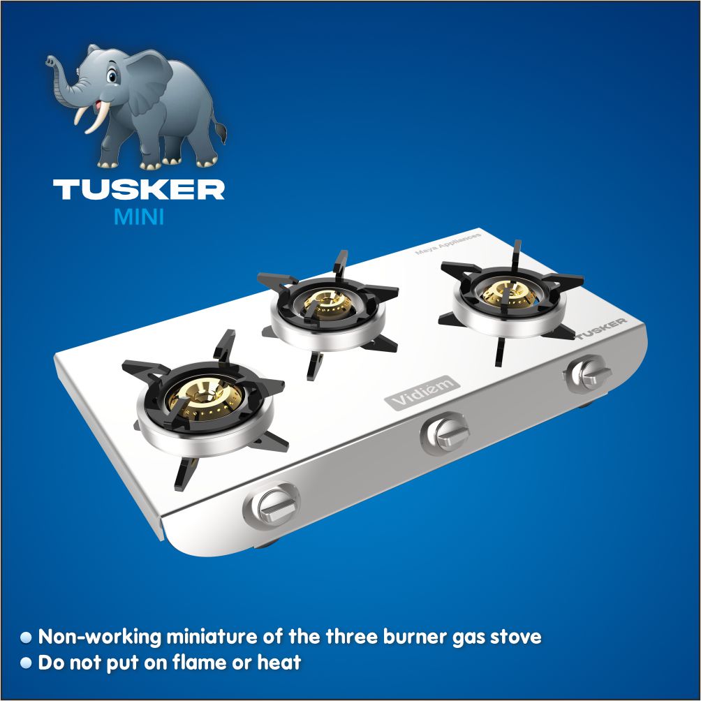 Vidiem Tusker SS Miniature Gas Stove, Toy Gas Stove for Kids, Mini Stainless Steel Gas Stove for Kids, (MINIATURE)