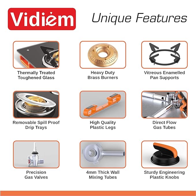 Vidiem Air Plus 2 Burner Gas Stove Unique Features