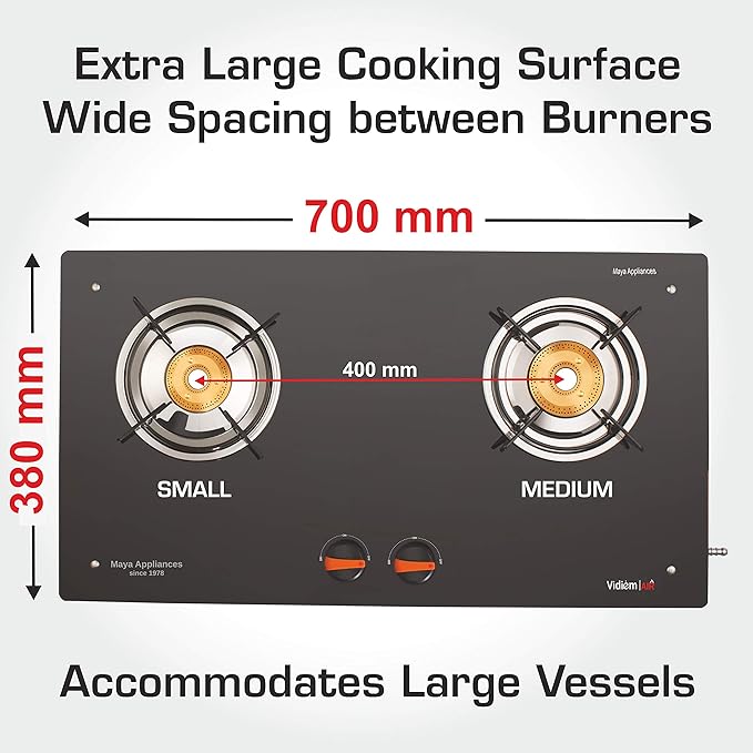 Vidiem Air Plus 2 Burner Gas Stove Size & Dimension