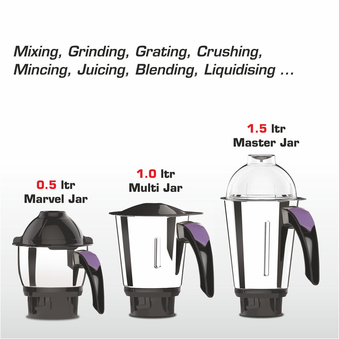 Vidiem Aster Mixer Grinder 750W with 3 Jars (Lavender)