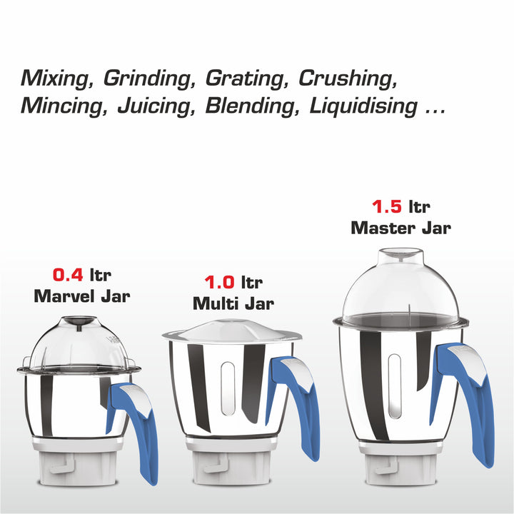 VIDIEM BLUEMIST 650W Mixer Grinder With 3 Jars (Blue)