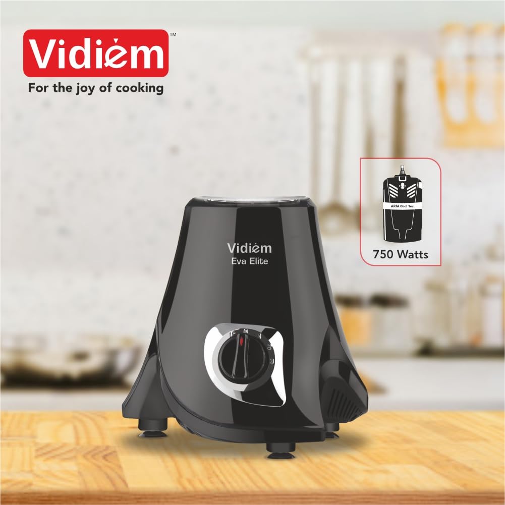 Vidiem Eva Elite 750W Mixer Grinder with 4 Jars (Black)