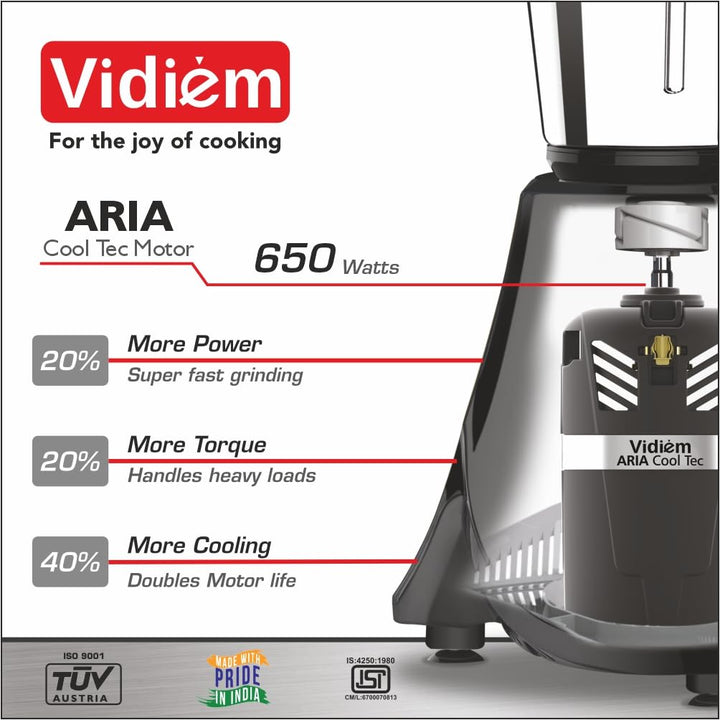 Vidiem Eva Elite 750W Mixer Grinder with 4 Jars (Black)