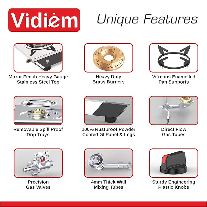 VIDIEM VIVA SS 2 BURNER GAS STOVE