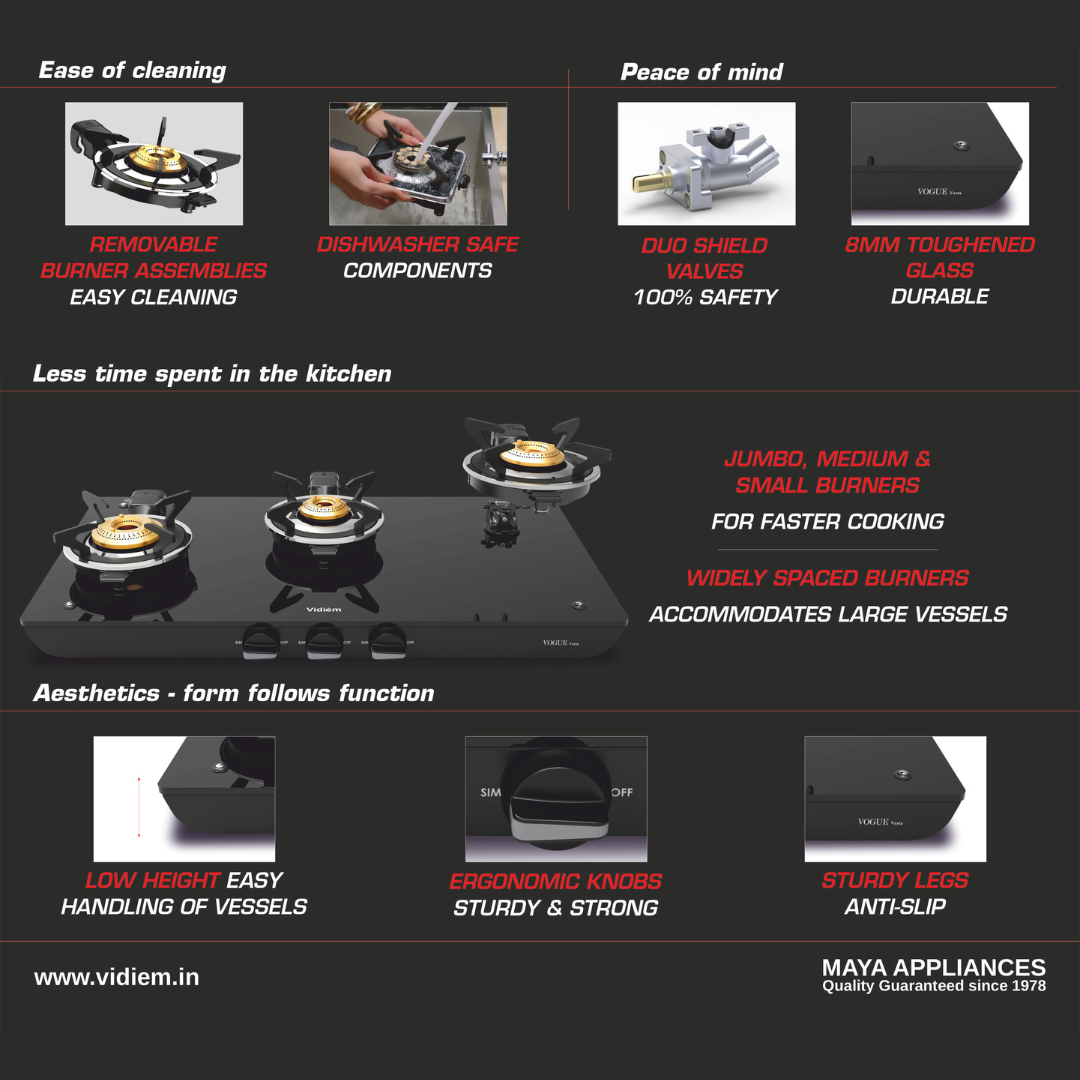 Vidiem Vogue Vesta 3 Burner Spec