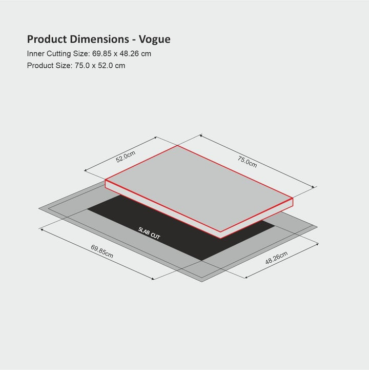 Vogue Gas Stove Hob Cutting dimension in Centimeters