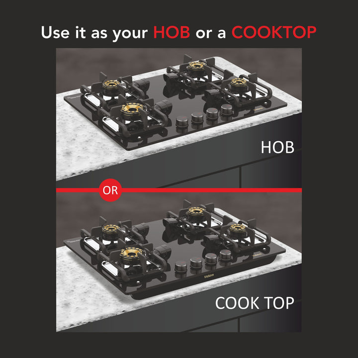 Vogue v1 4 Burner Gas Stove Cooktop cum Gas Stove