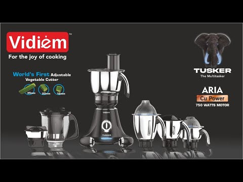 Vidiem Tusker 750W Mixer Grinder with 6 Jars (Black)